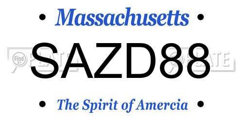 SAZD88 Massachusetts License Plate