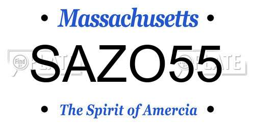 SAZO55 Massachusetts License Plate
