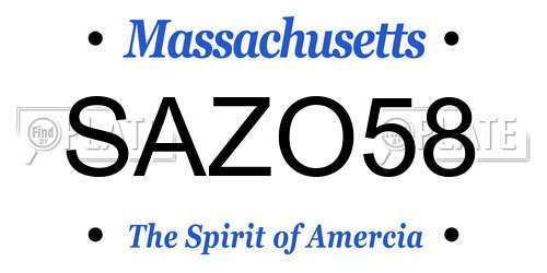 SAZO58 Massachusetts License Plate