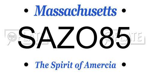 SAZO85 Massachusetts License Plate