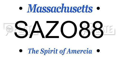 SAZO88 Massachusetts License Plate