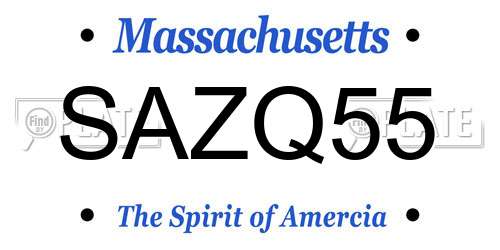 SAZQ55 Massachusetts License Plate
