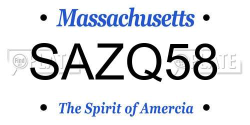 SAZQ58 Massachusetts License Plate