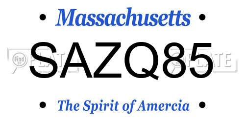 SAZQ85 Massachusetts License Plate