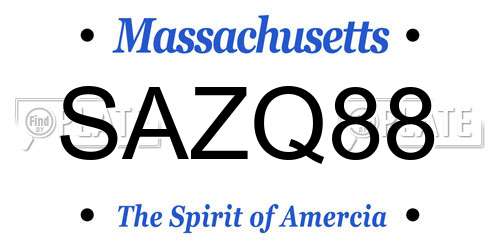 SAZQ88 Massachusetts License Plate