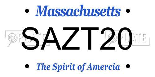 SAZT20 Massachusetts License Plate