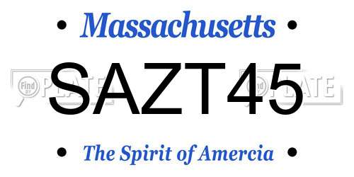 SAZT45 Massachusetts License Plate