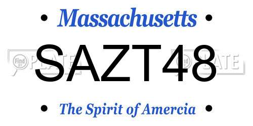 SAZT48 Massachusetts License Plate