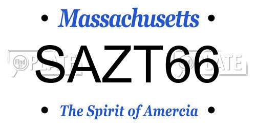 SAZT66 Massachusetts License Plate