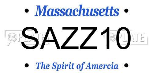SAZZ10 Massachusetts License Plate