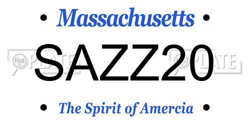 SAZZ20 Massachusetts License Plate