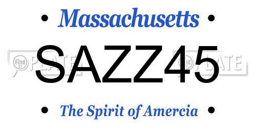 SAZZ45 Massachusetts License Plate