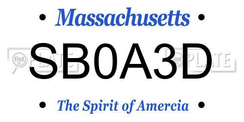 SB0A3D Massachusetts License Plate