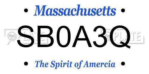 SB0A3Q Massachusetts License Plate