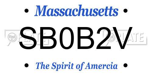 SB0B2V Massachusetts License Plate