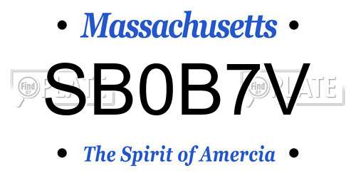 SB0B7V Massachusetts License Plate