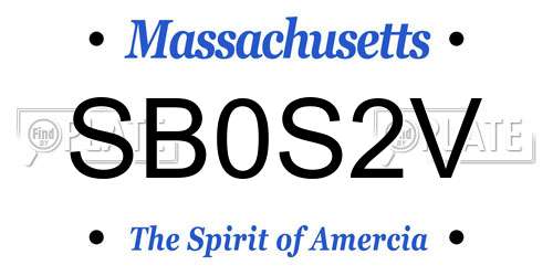 SB0S2V Massachusetts License Plate