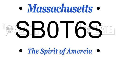 SB0T6S Massachusetts License Plate