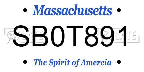 SB0T891 Massachusetts License Plate