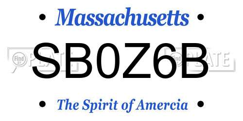 SB0Z6B Massachusetts License Plate