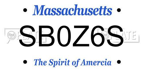 SB0Z6S Massachusetts License Plate