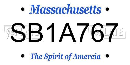 SB1A767 Massachusetts License Plate