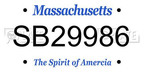 SB29986 Massachusetts License Plate