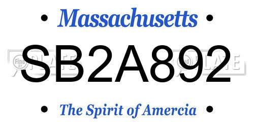 SB2A892 Massachusetts License Plate