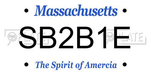 SB2B1E Massachusetts License Plate