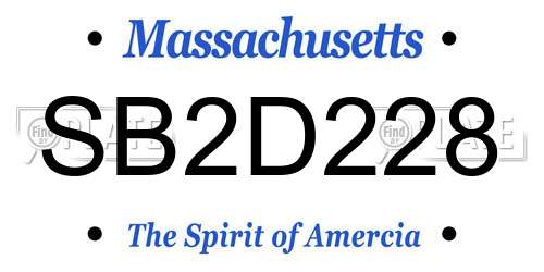 SB2D228 Massachusetts License Plate