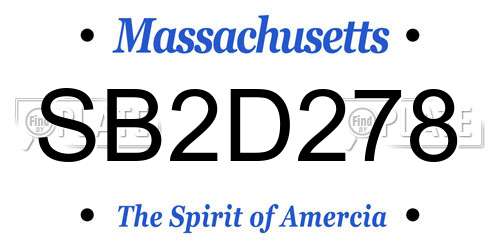 SB2D278 Massachusetts License Plate
