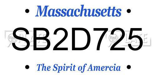 SB2D725 Massachusetts License Plate
