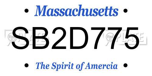 SB2D775 Massachusetts License Plate