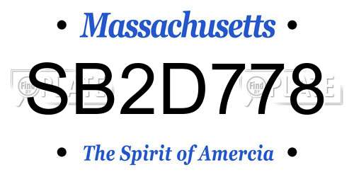 SB2D778 Massachusetts License Plate