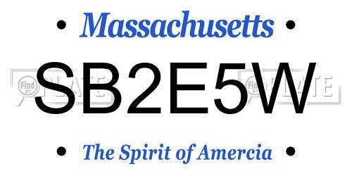 SB2E5W Massachusetts License Plate
