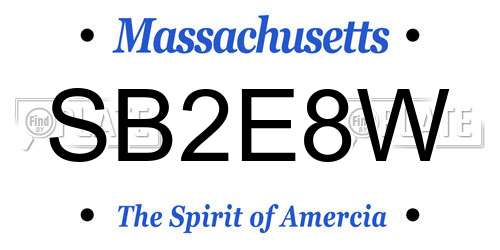 SB2E8W Massachusetts License Plate