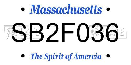 SB2F036 Massachusetts License Plate
