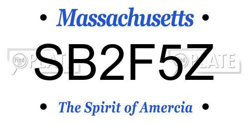 SB2F5Z Massachusetts License Plate