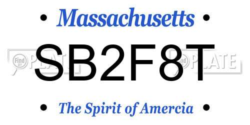 SB2F8T Massachusetts License Plate