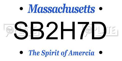 SB2H7D Massachusetts License Plate