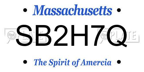 SB2H7Q Massachusetts License Plate