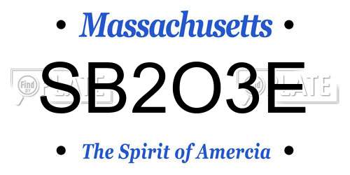 SB2O3E Massachusetts License Plate