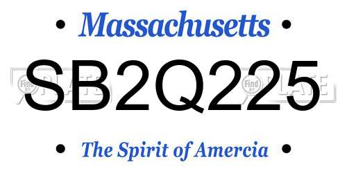 SB2Q225 Massachusetts License Plate