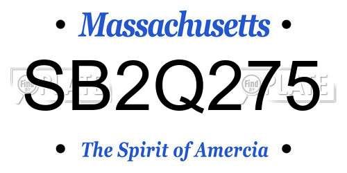 SB2Q275 Massachusetts License Plate