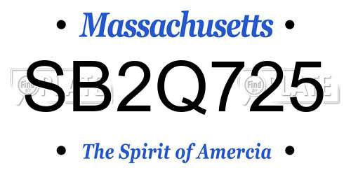 SB2Q725 Massachusetts License Plate