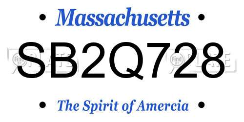SB2Q728 Massachusetts License Plate