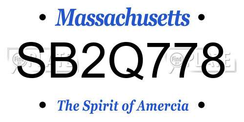 SB2Q778 Massachusetts License Plate