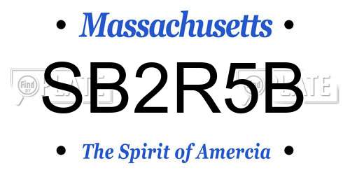 SB2R5B Massachusetts License Plate