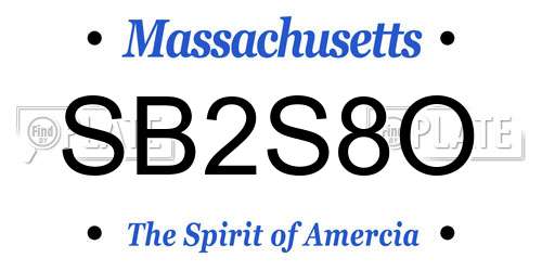 SB2S8O Massachusetts License Plate