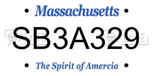 SB3A329 Massachusetts License Plate
